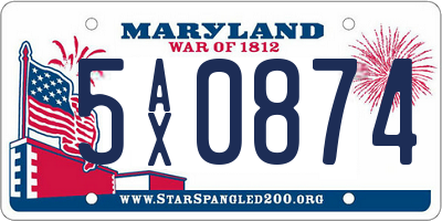 MD license plate 5AX0874
