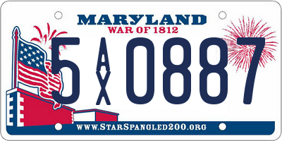 MD license plate 5AX0887