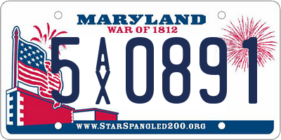MD license plate 5AX0891