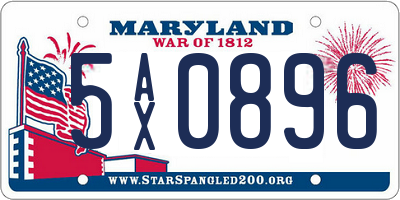 MD license plate 5AX0896