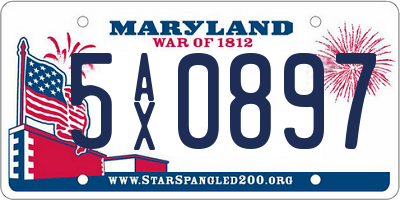 MD license plate 5AX0897
