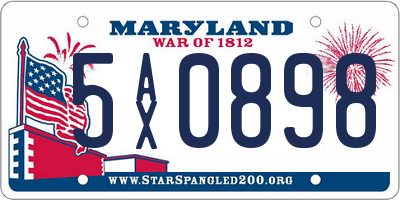 MD license plate 5AX0898
