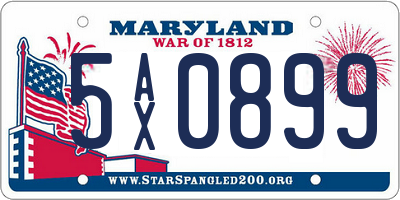 MD license plate 5AX0899