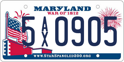 MD license plate 5AX0905