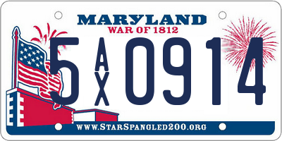 MD license plate 5AX0914
