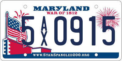 MD license plate 5AX0915