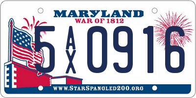 MD license plate 5AX0916