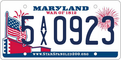 MD license plate 5AX0923