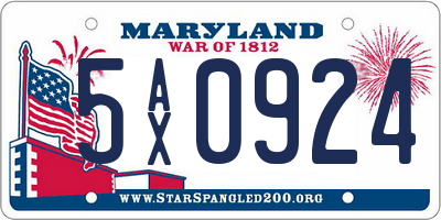 MD license plate 5AX0924