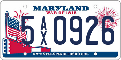 MD license plate 5AX0926