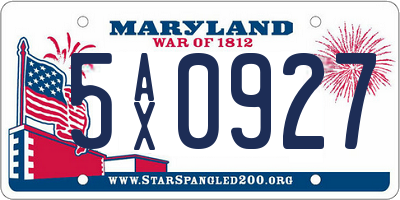 MD license plate 5AX0927