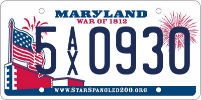 MD license plate 5AX0930