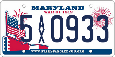 MD license plate 5AX0933