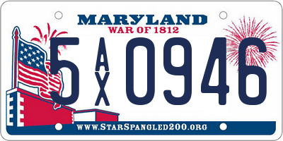 MD license plate 5AX0946
