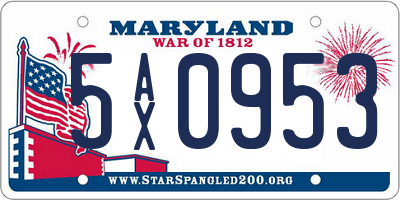 MD license plate 5AX0953