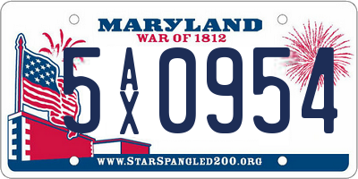 MD license plate 5AX0954