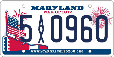 MD license plate 5AX0960