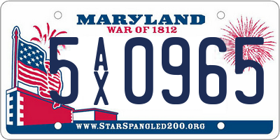 MD license plate 5AX0965