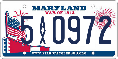 MD license plate 5AX0972