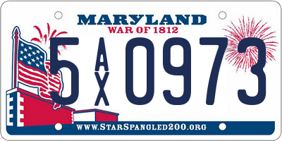MD license plate 5AX0973