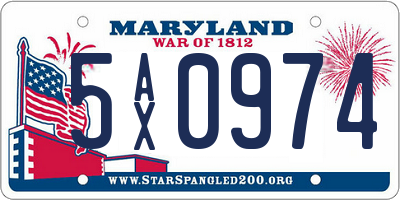 MD license plate 5AX0974