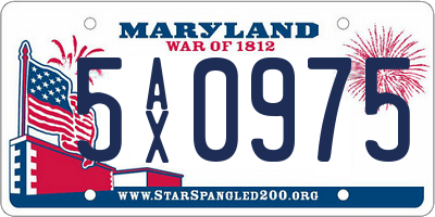 MD license plate 5AX0975
