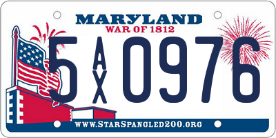 MD license plate 5AX0976
