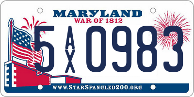 MD license plate 5AX0983