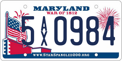 MD license plate 5AX0984