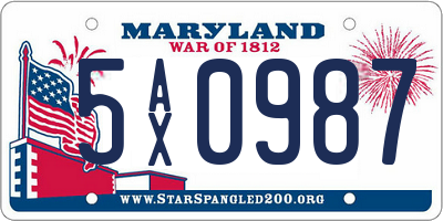 MD license plate 5AX0987