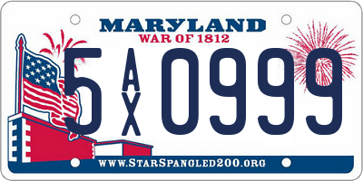 MD license plate 5AX0999