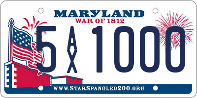 MD license plate 5AX1000