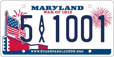 MD license plate 5AX1001