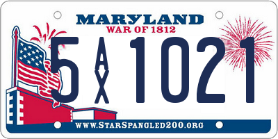 MD license plate 5AX1021