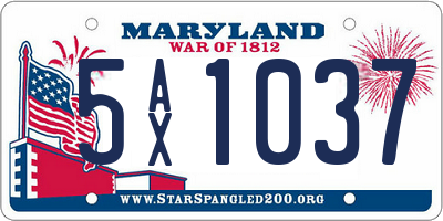 MD license plate 5AX1037