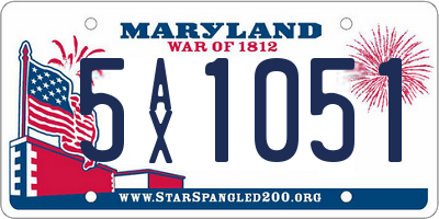 MD license plate 5AX1051