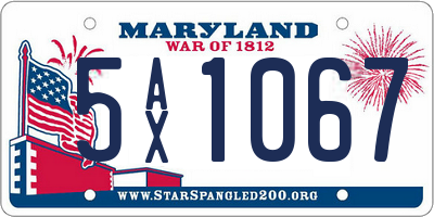 MD license plate 5AX1067