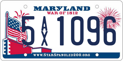 MD license plate 5AX1096