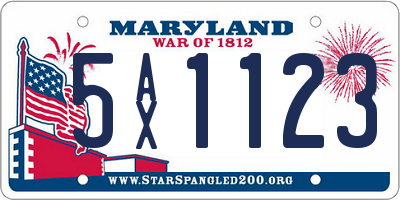 MD license plate 5AX1123