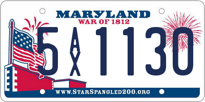 MD license plate 5AX1130