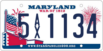 MD license plate 5AX1134
