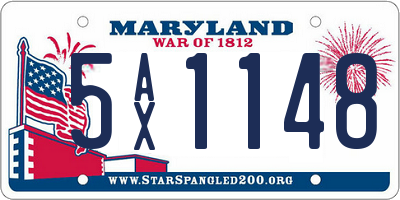 MD license plate 5AX1148
