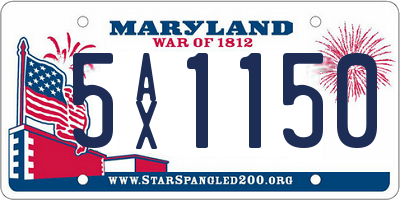 MD license plate 5AX1150