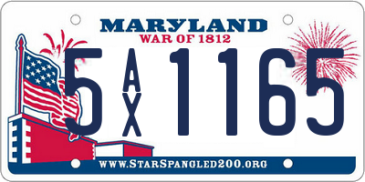 MD license plate 5AX1165