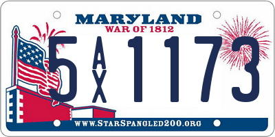 MD license plate 5AX1173