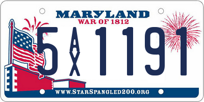 MD license plate 5AX1191