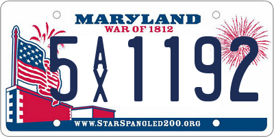 MD license plate 5AX1192