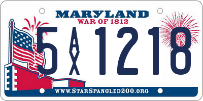 MD license plate 5AX1218