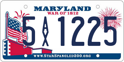 MD license plate 5AX1225