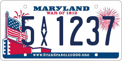 MD license plate 5AX1237
